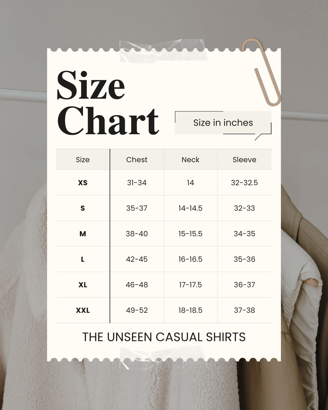 Size Guide for theunseentwo